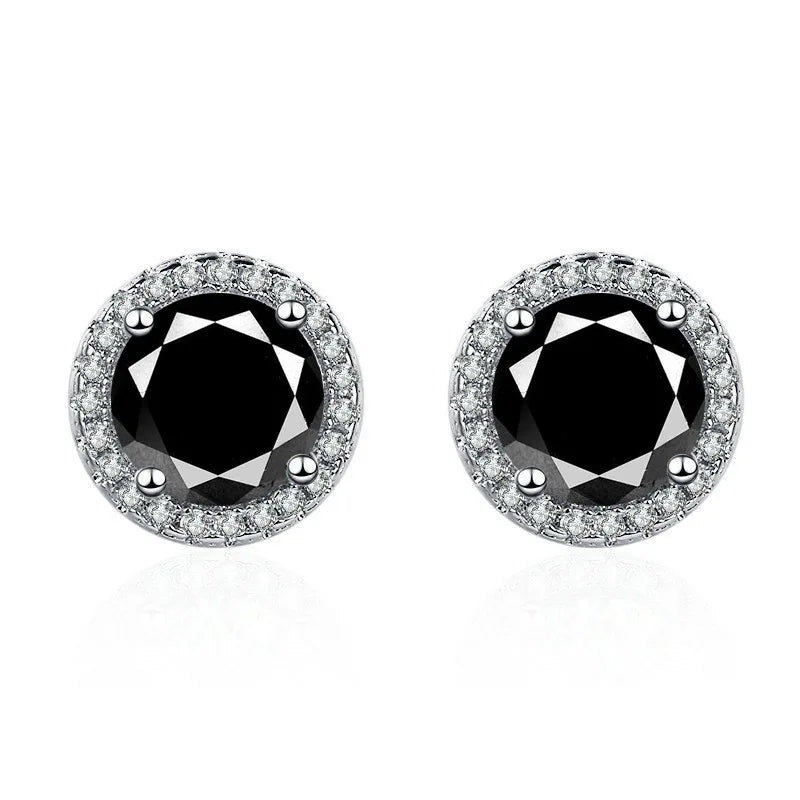 925 Sterling Silver Stud Earrings | Zircon and Colored Gemstone Elegant Jewelry