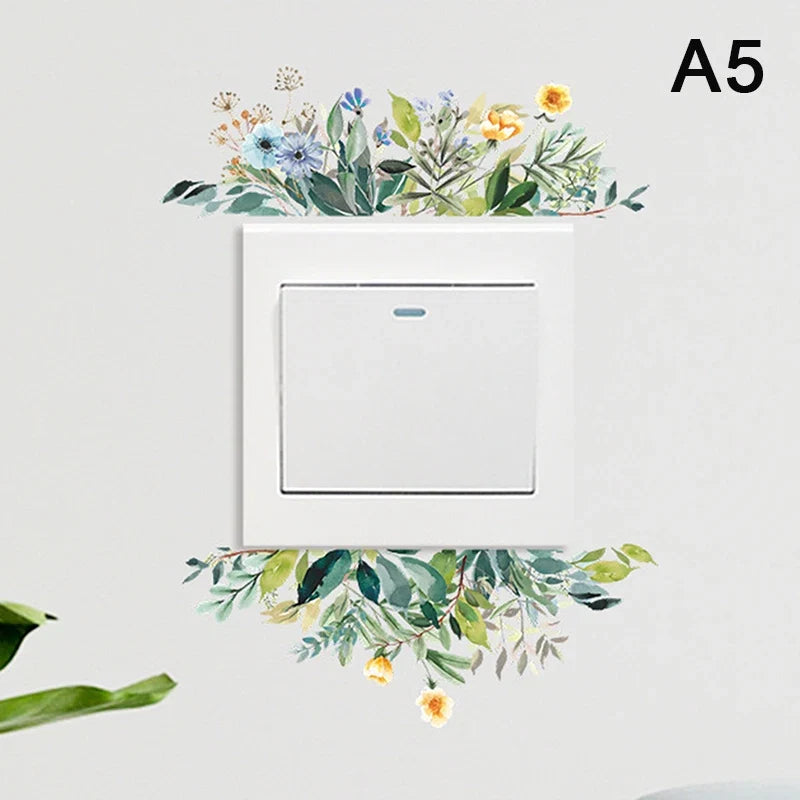 Plant Flower Switch Wall Sticker | Self-Adhesive PVC Wall Decal