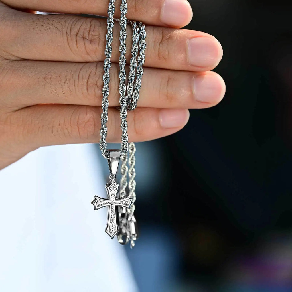 Hiphop Cross Necklace for Men Women | Stainless Steel Cross Charm Trendy Jewelry Gift