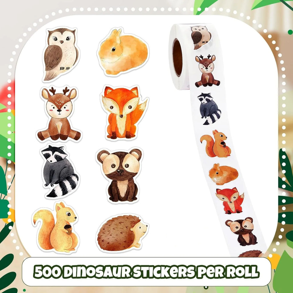 100-500 Animal Stickers Roll | Small Decorative Labels for Photocards and Gifts