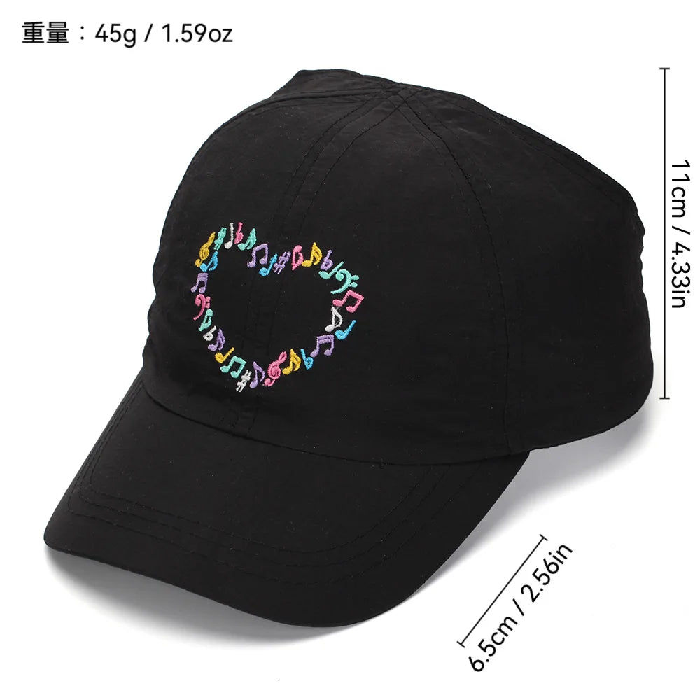 Embroidery Heart Children Baseball Cap for Girls | Ponytail Friendly Sun Hat