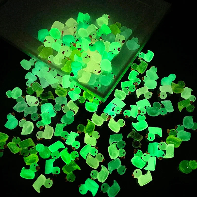 30 Pcs Glow in the Dark Miniature Duck Figurines | Luminous Resin Fairy Garden Decor