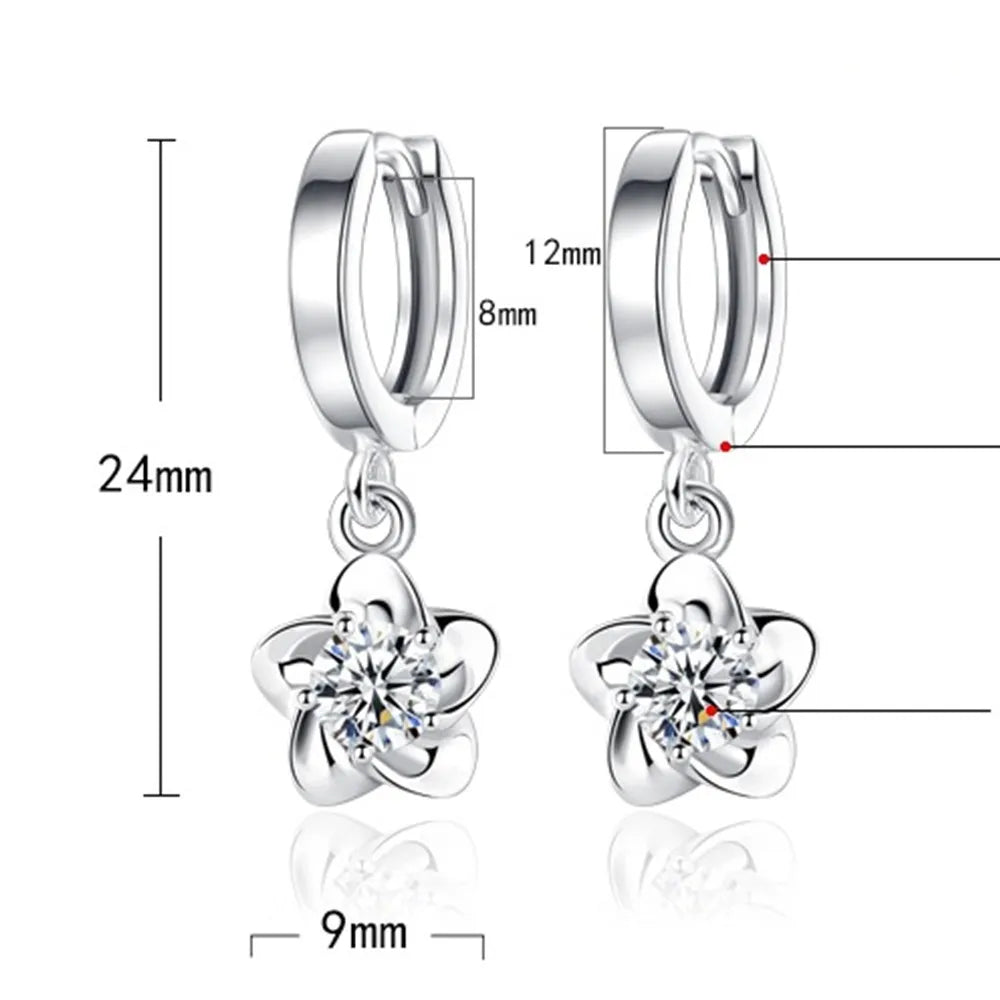 925 Sterling Silver Hoop Earrings with Purple and White Zircon | Fine Jewelry Gift