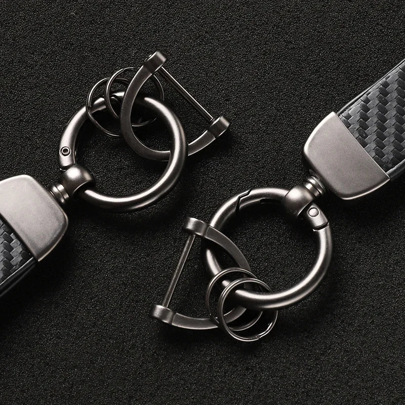 Carbon Fiber Style Keychain for KIA Models | Microfiber Leather Key Ring