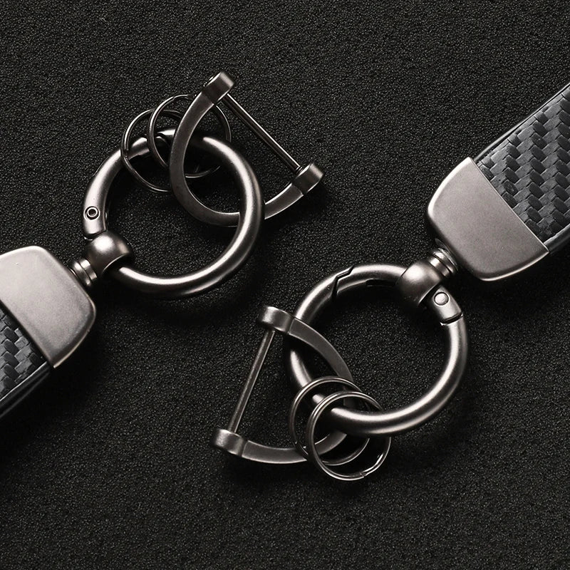 Carbon Fiber Style Car Keychain | Microfiber Leather Key Ring for Lincoln Navigator
