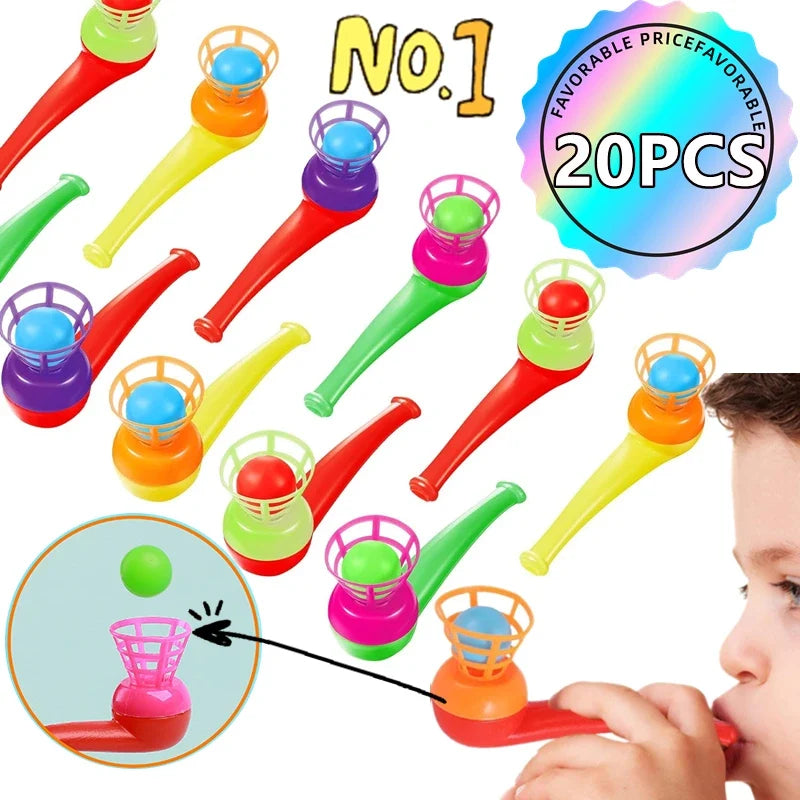 20PCS Suspended Blow Pipe Blow Ball Game | Children Balance Training Floating Ball Toy