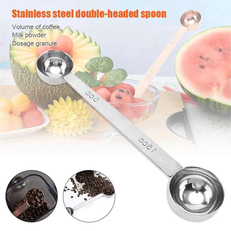 Double Side Measuring Spoon | Stainless Steel Coffee Scoop with Tablespoon and Teaspoon