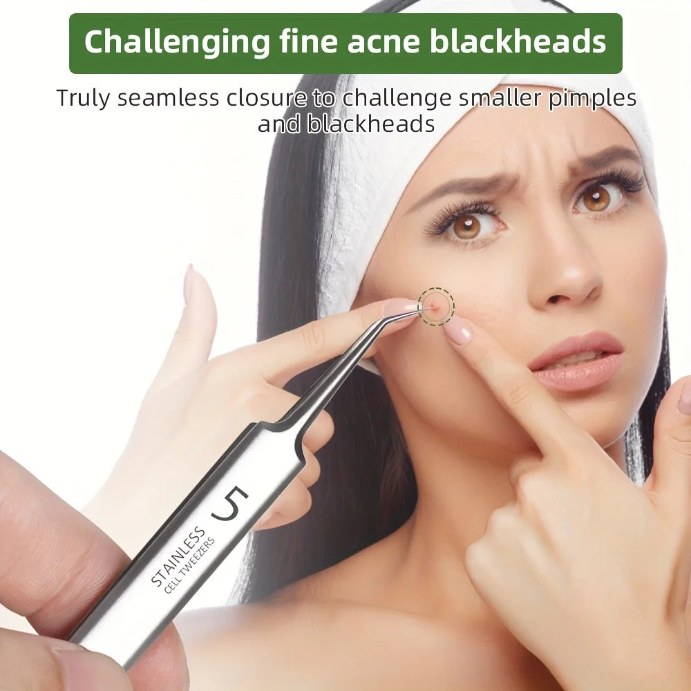 1/3pcs Extra Fine No. 5 Cellular Acne Blackhead Tweezers | Facial Beauty Tool for Skin Care