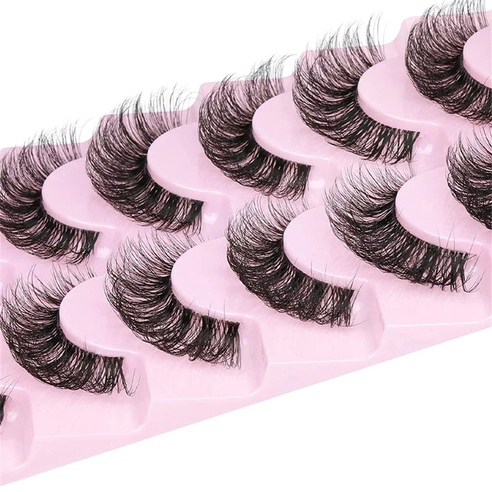 10 Pairs 6D Super Fluffy Wispy Faux Mink Eyelashes | Cat Eye Effect Dramatic Lashes