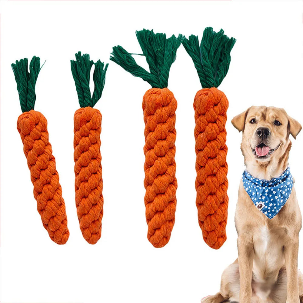 Carrot Dog Bite Rope Toy | Safe and Durable Chew Toy for Puppy Teeth Cleaning