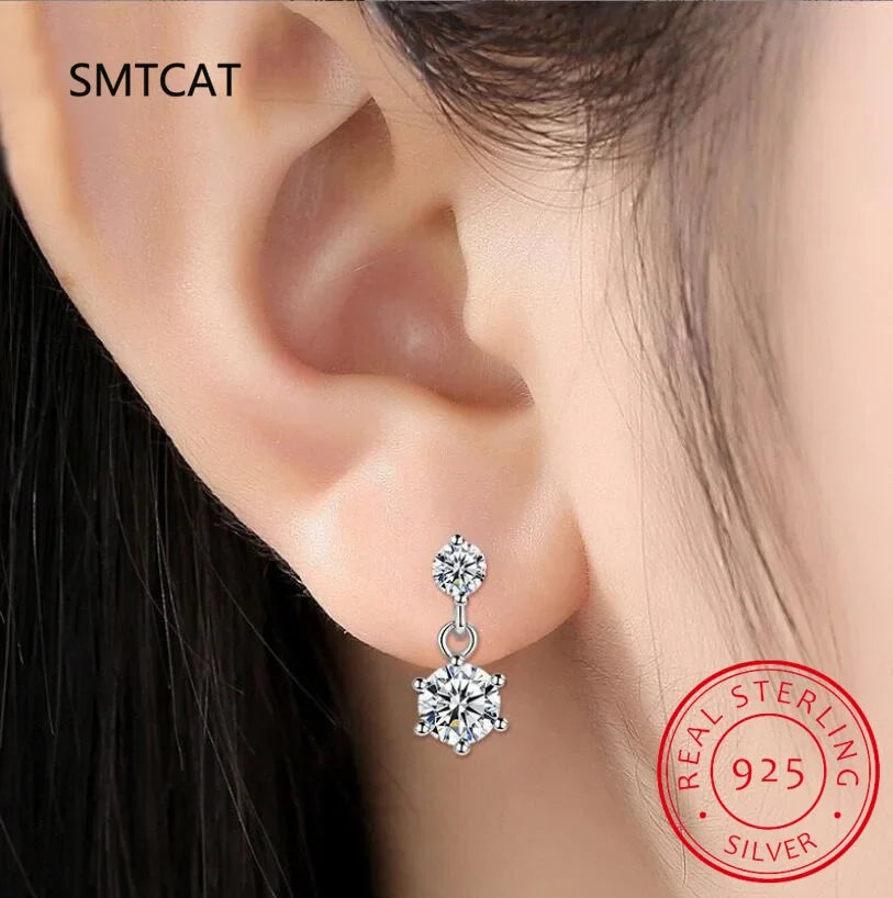 VVS1 Moissanite Stud Earrings for Women | 925 Sterling Silver Round Cut