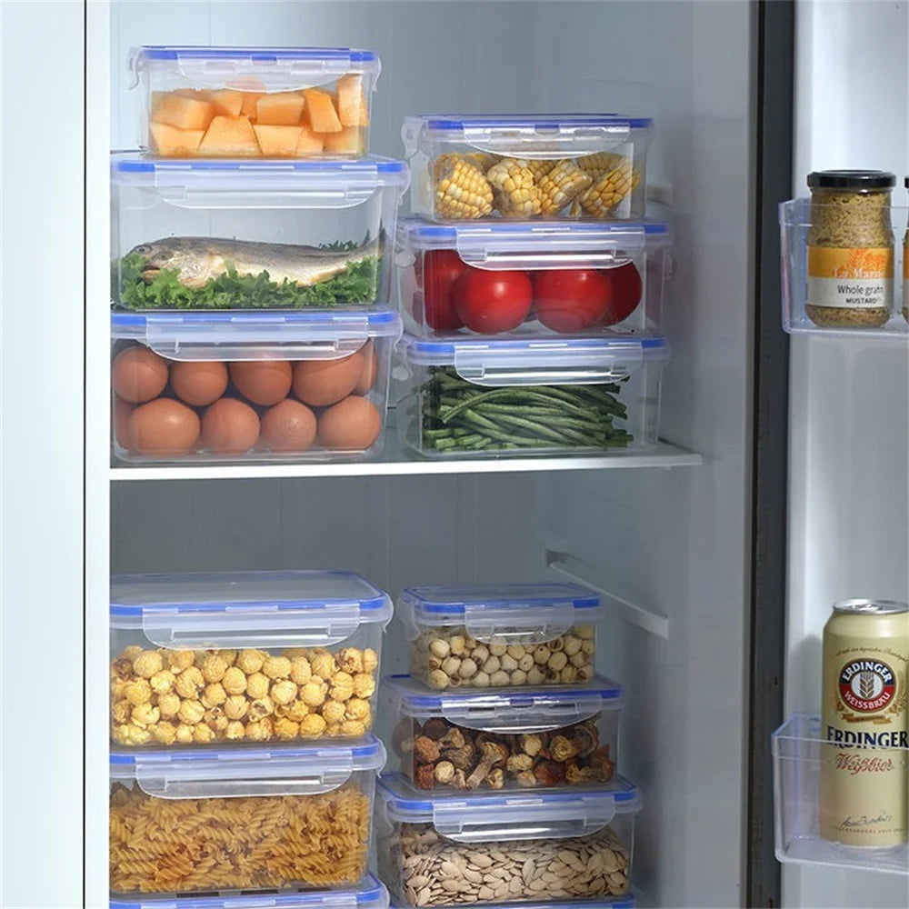 Sealed Storage Box with Lid | Rectangular Plastic Crisper for Kitchen and Refrigerator