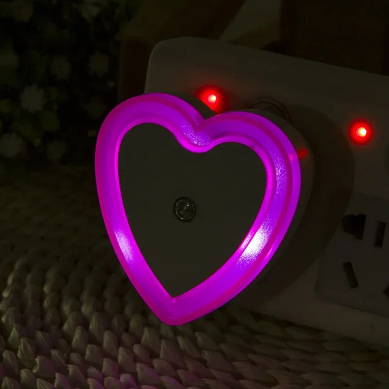 Heart-shaped LED Night Light | Auto Sensor Plug-in Night Lamp for Bedroom