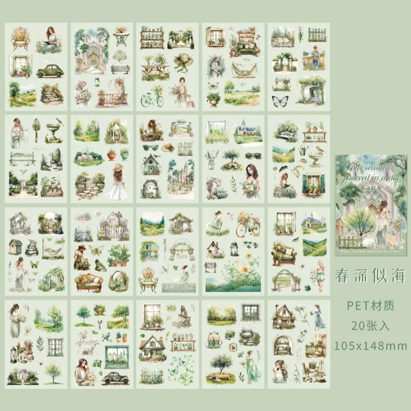 Mr Paper 20Pcs/book Teenage Travelling Decorative Sticker Book | Four Seasons DIY Calendar Diary