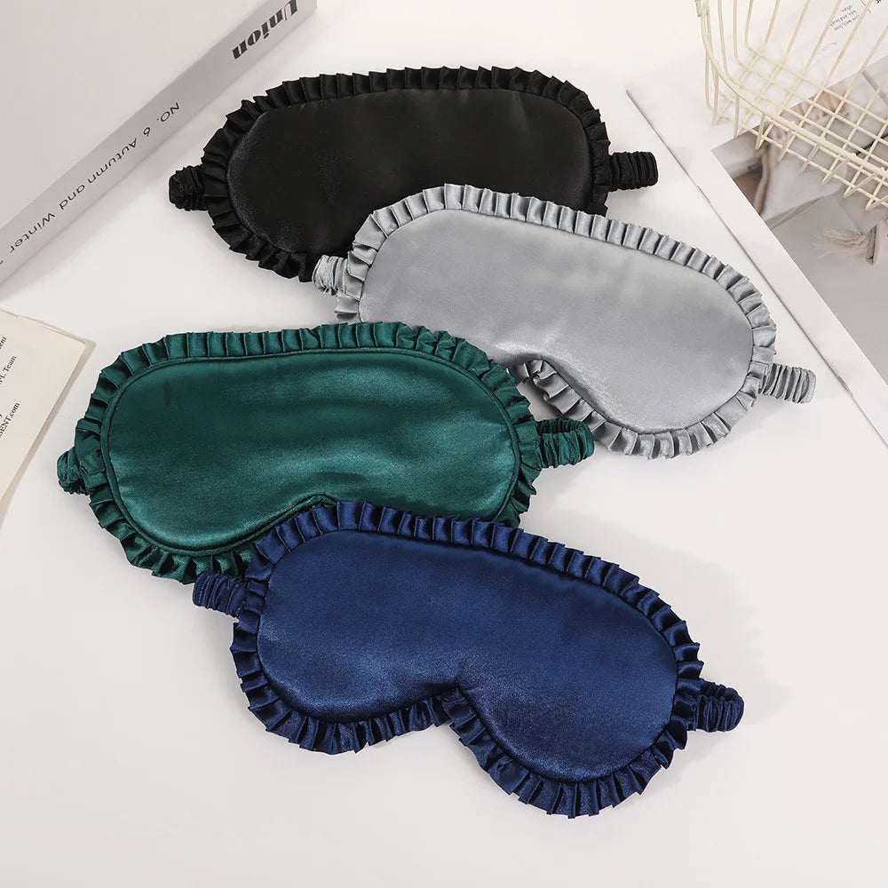Silk Sleep Mask with Elastic Band and Lace Trim | Lightproof Breathable Eye Cover
