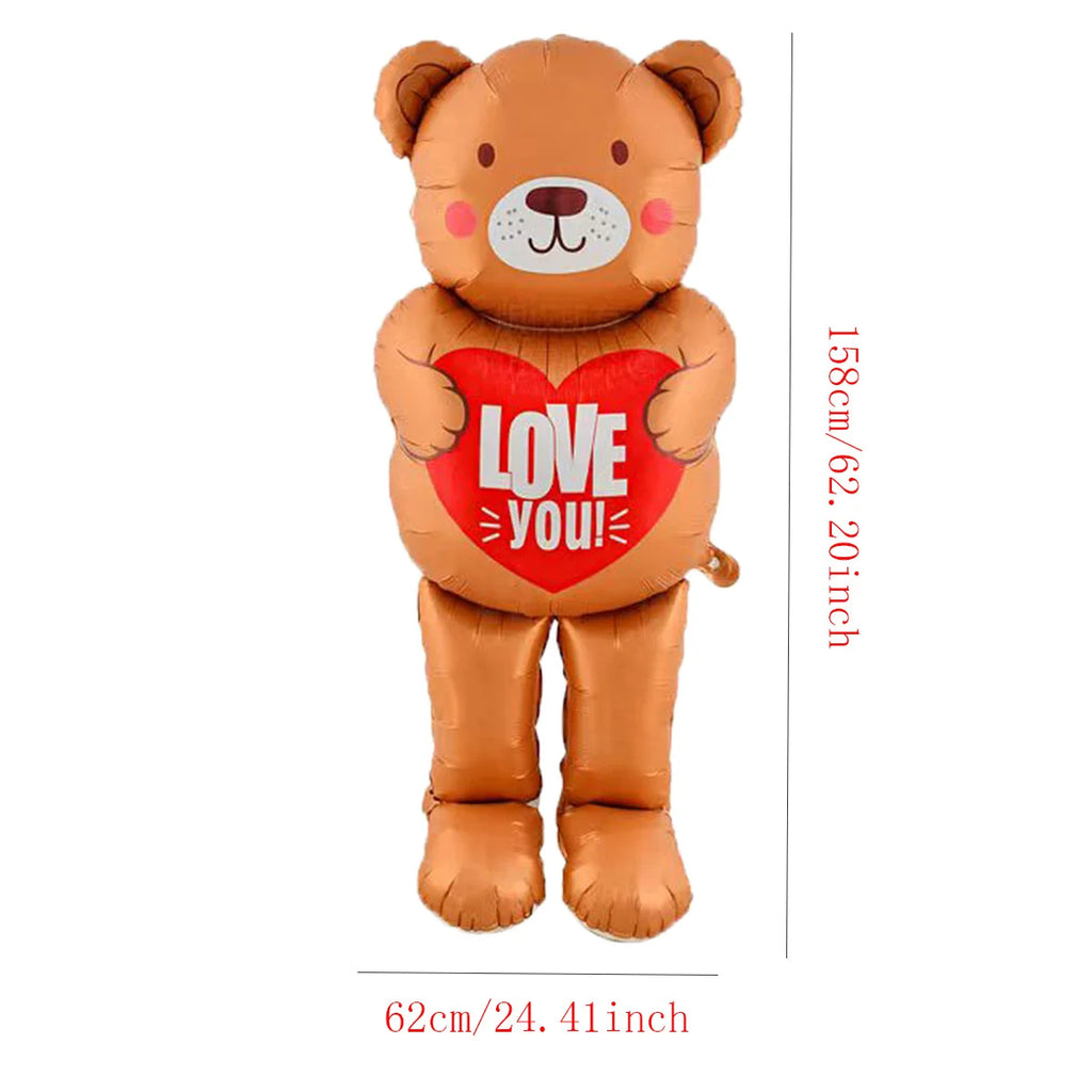 Heart to Heart Love Bear Balloon | Valentine's Day Decor with Stand
