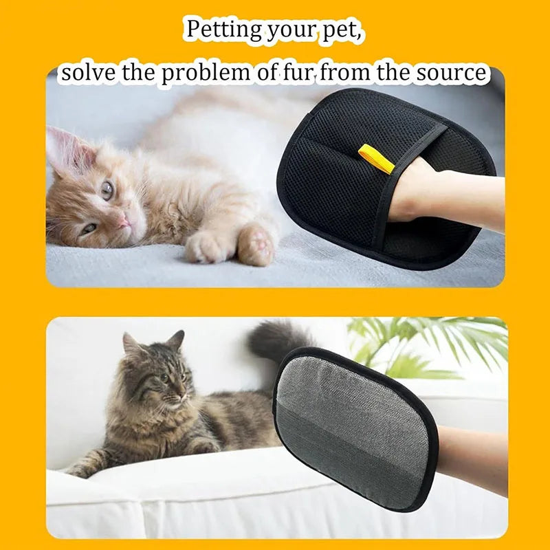 Reusable Pet Hair Removal Gloves | Double Sided Grooming Tool for Furniture and Carpets