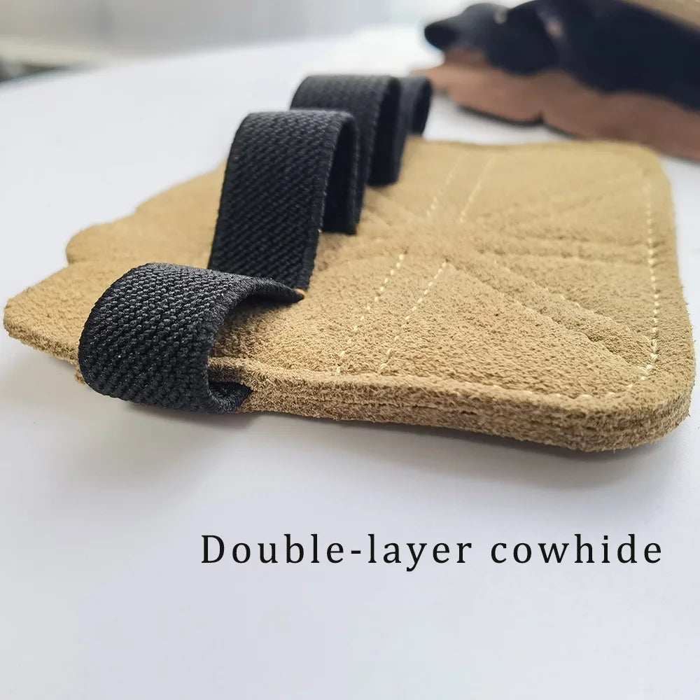 CRUXELL Cowhide Weightlifting Gloves | Four-Finger Palm Protection for Gym
