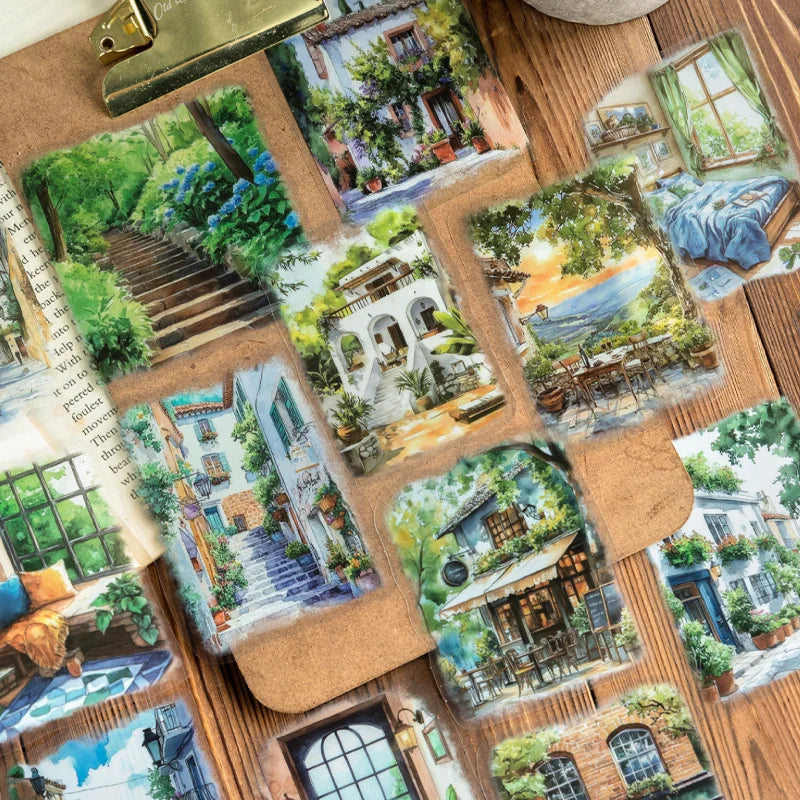 45sheets/bag PET Waterproof Landscape Stickers | DIY Decoration for Envelopes, Calendars, and Cards
