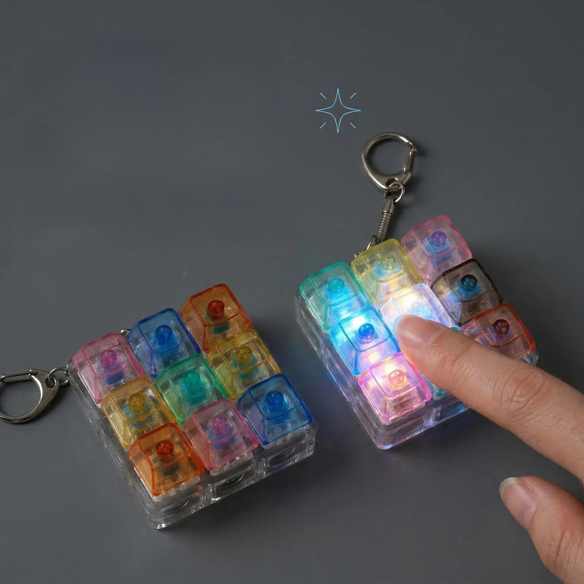 LED Light Up Keychain Keyboard Fidget Toy | Clickable Stress Relief Keychain