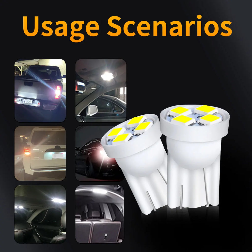 10Pcs T10 4SMD 1210 Blue LED Car Light Bulbs | High Brightness Plug and Play