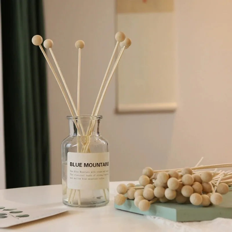 30Pcs Wood Bead Aroma Diffuser Sticks | Natural Rattan Reed Sticks for Home Fragrance