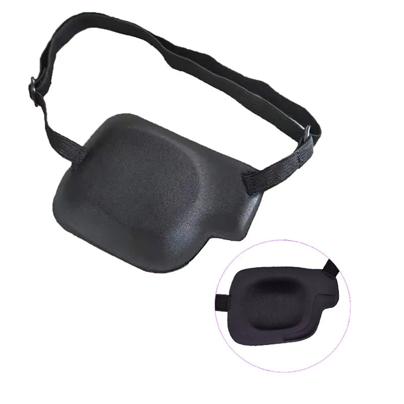 Black Single Eyepatch Blindfold | Adjustable Eye Mask for Sleeping, Amblyopia, and Costume Props