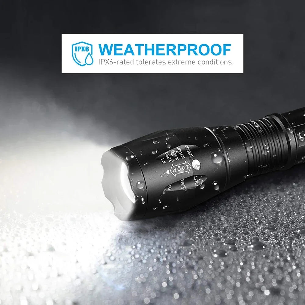 High Power LED Flashlight | Camping Torch with 5 Modes and Zoom