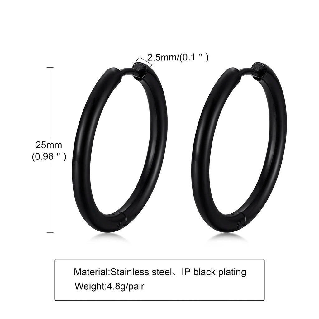 Classic Stainless Steel Hoop Earring for Men Boys | Anti Allergy Metal Huggies Earring