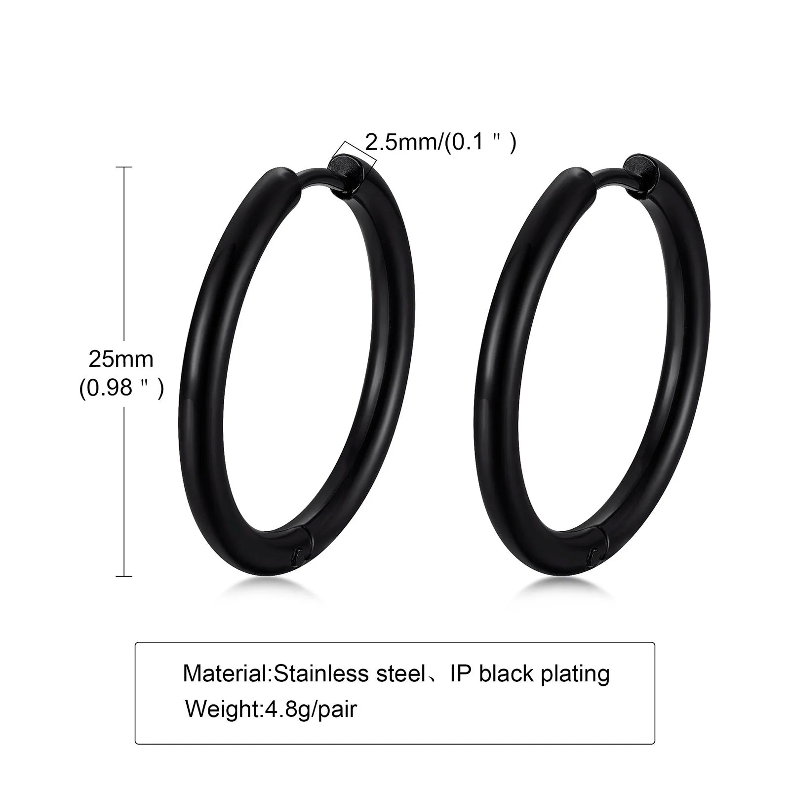 Classic Stainless Steel Hoop Earring for Men Boys | Anti Allergy Metal Huggies Earring