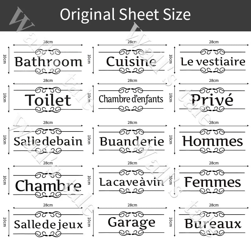 French Bathroom Toilet Sign Vinyl Sticker Decal | WC Entrance Sign Door Decal for France Home
