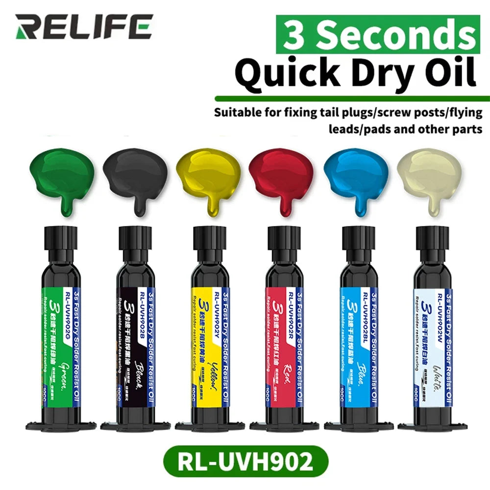 RELIFE 3 Seconds Quick Drying UV Oil | PCB Repair & Solder Mask Tool