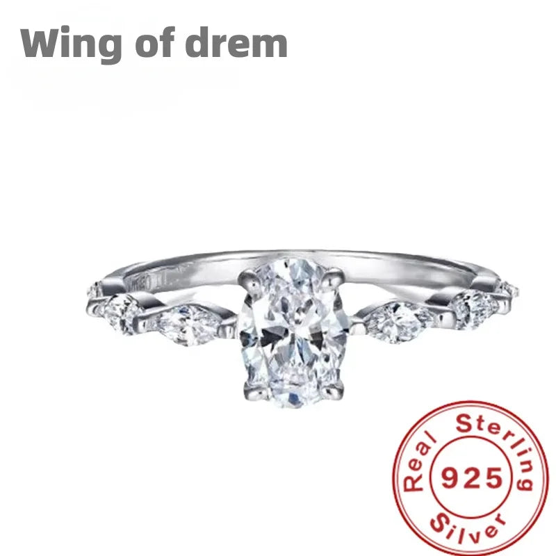 925 Sterling Silver Zircon Ring | Classic Oval Wedding Band for Women