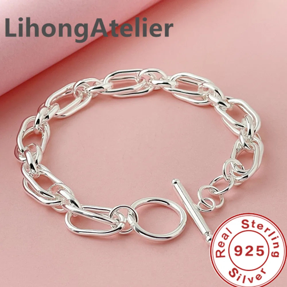 Classic 925 Sterling Silver Double Link Bracelet | Fine Jewelry Gift for Women and Men