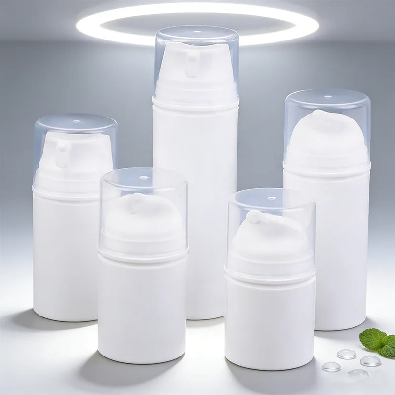 Airless Cosmetic Travel Size Vacuum Pump Bottles | Refillable Emulsion Dispenser Set