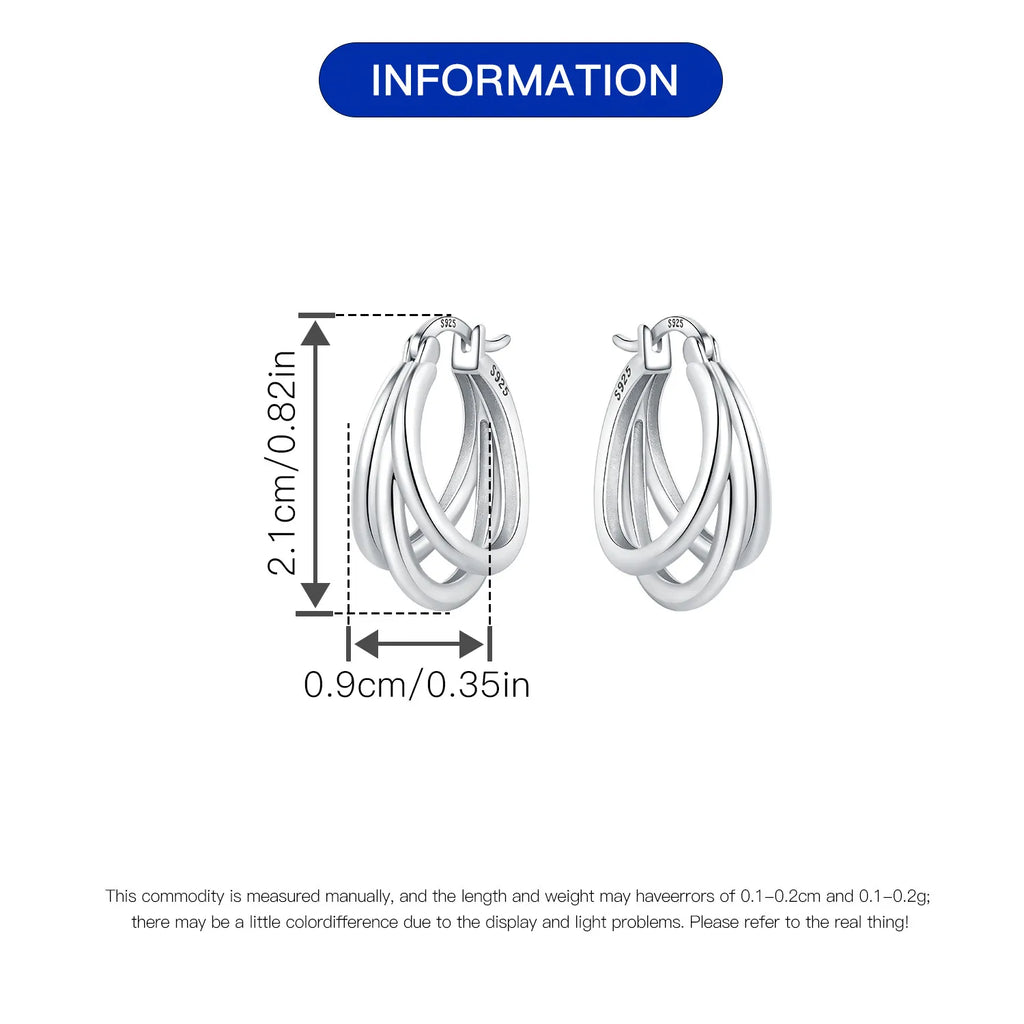 925 Sterling Silver Multi-Layer Hoop Earrings | Trendy Fine Jewelry Gift for Women