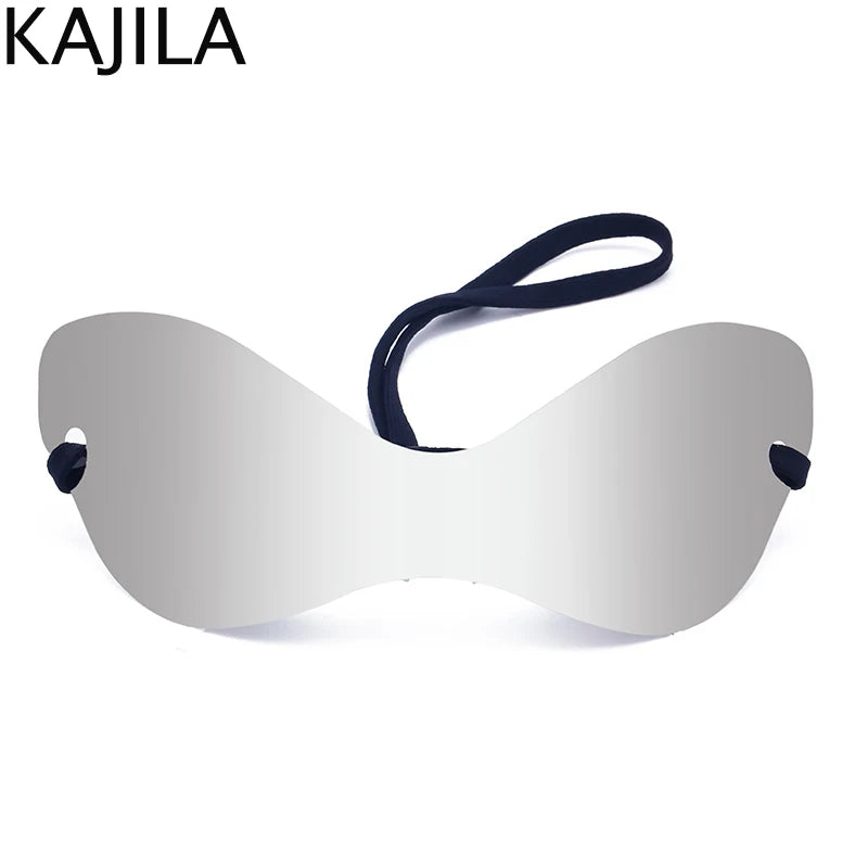 Oversized Punk Rimless Sunglasses | Y2K UV400 Mirror Lens Shades