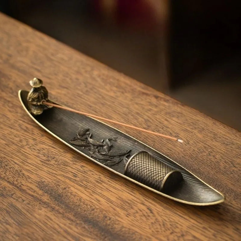 Fisherman Incense Holder | Japanese Style Metal Incense Stick Burner for Home Decor