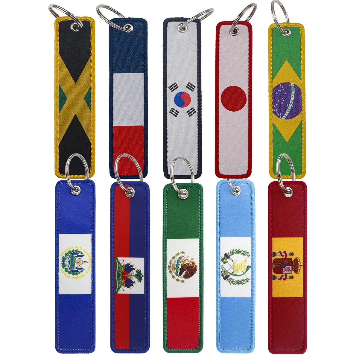 National Flags Embroidered Key Fob | Fashion Keychain Gift for Men and Women