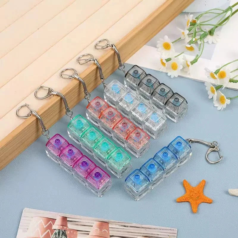 Silent Fidget Keychain | 4-Key LED Mechanical Switch Tester