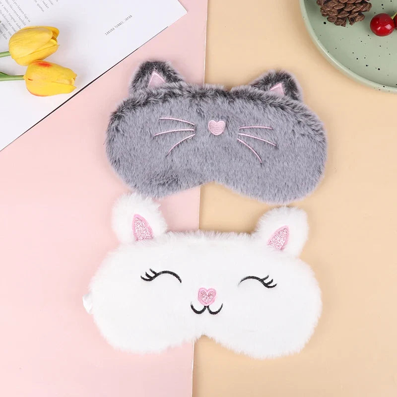 Plush Cat Eye Mask for Sleep | Soft Travel Blindfold