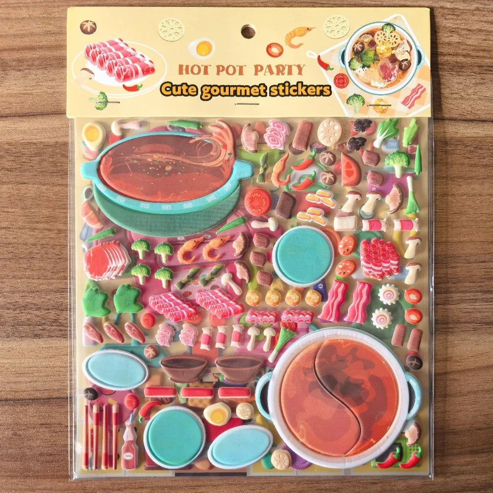 9 Styles Cute Double Layer 3D Foam Stickers | Alphabet Cars Food Cartoon for Notebook Journal Phone Case Decoration