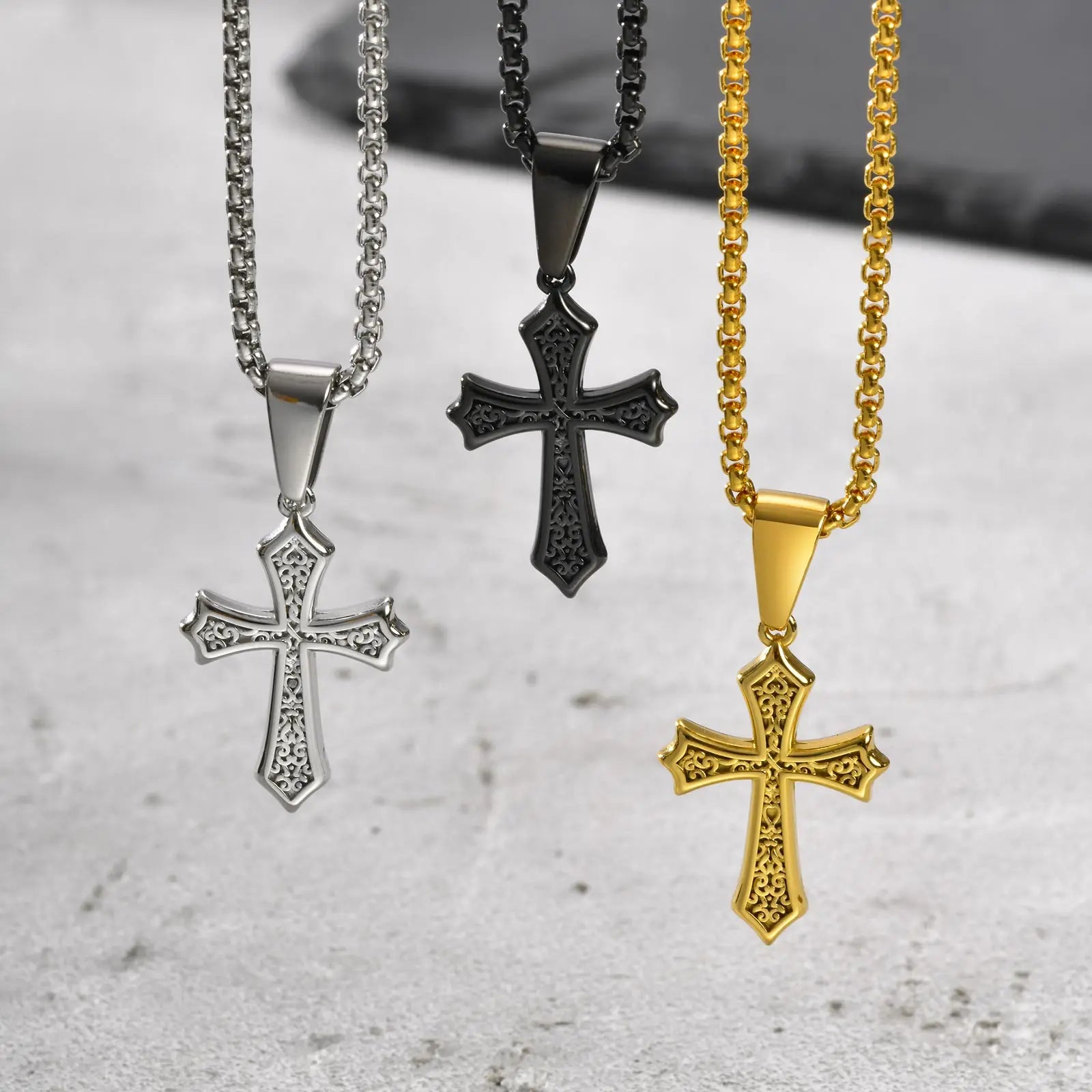 Hip Hop Cross Necklace for Men Women | Stainless Steel Chic Cross Pendant Christian Jewelry