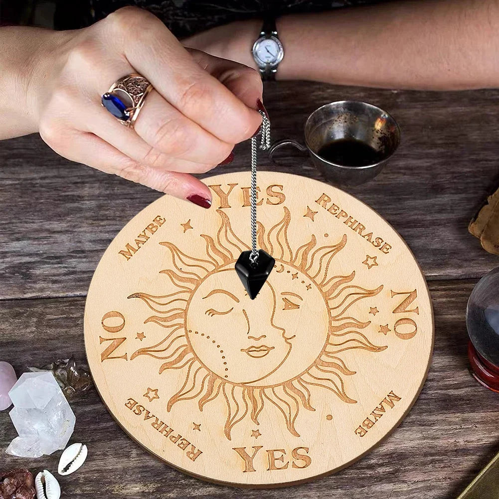 10cm Crystal Grid Wooden Display Board | Laser Engraved Spiritual Decor