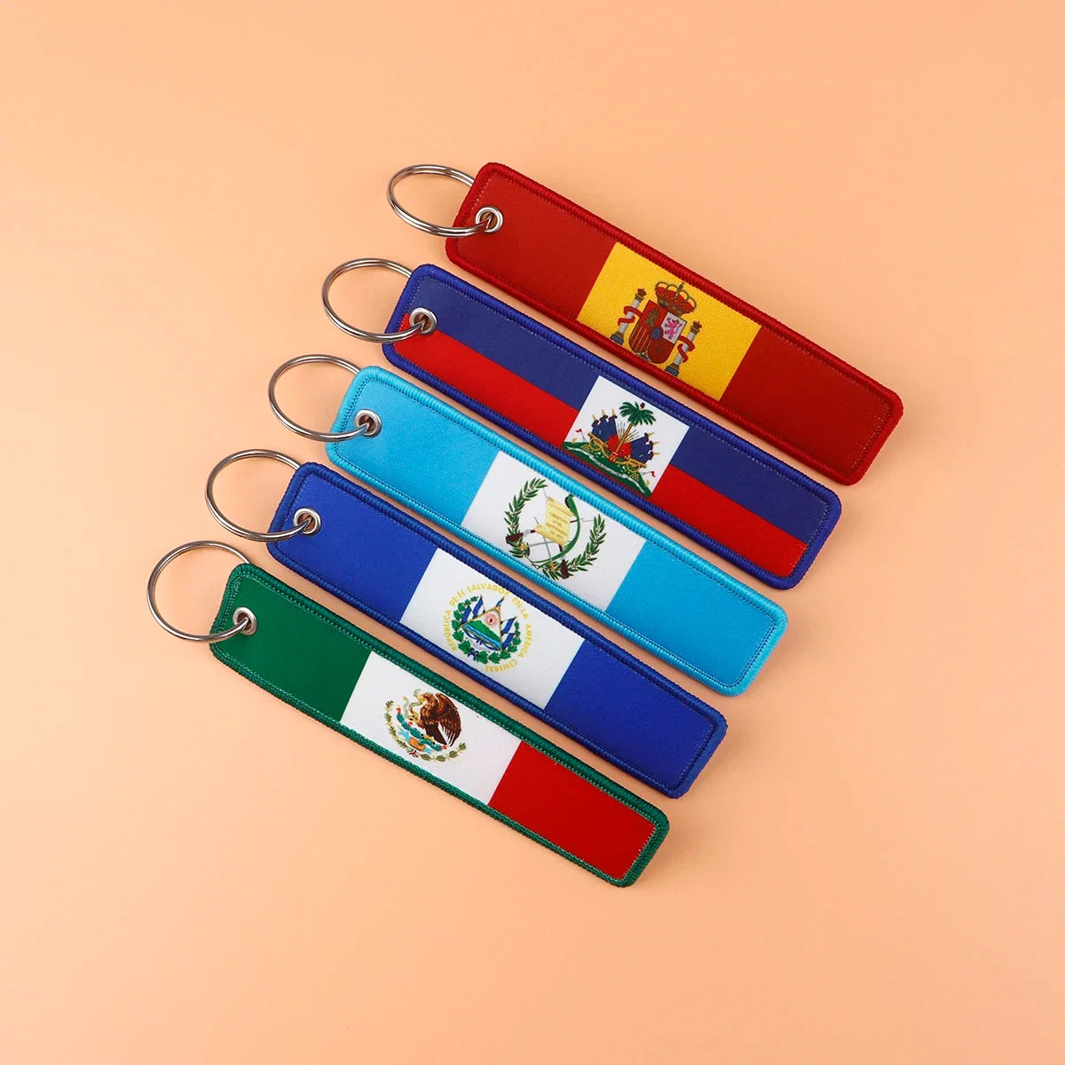 National Flags Embroidered Key Fob | Fashion Keychain Gift for Men and Women