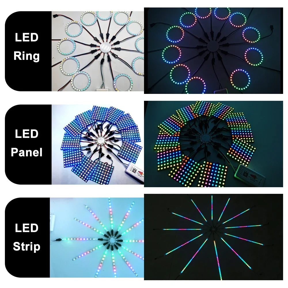 WS2812B LED Firework Light Module Panel 10/11/12/13 Channel | Individually Addressable Pixel Strip Ring