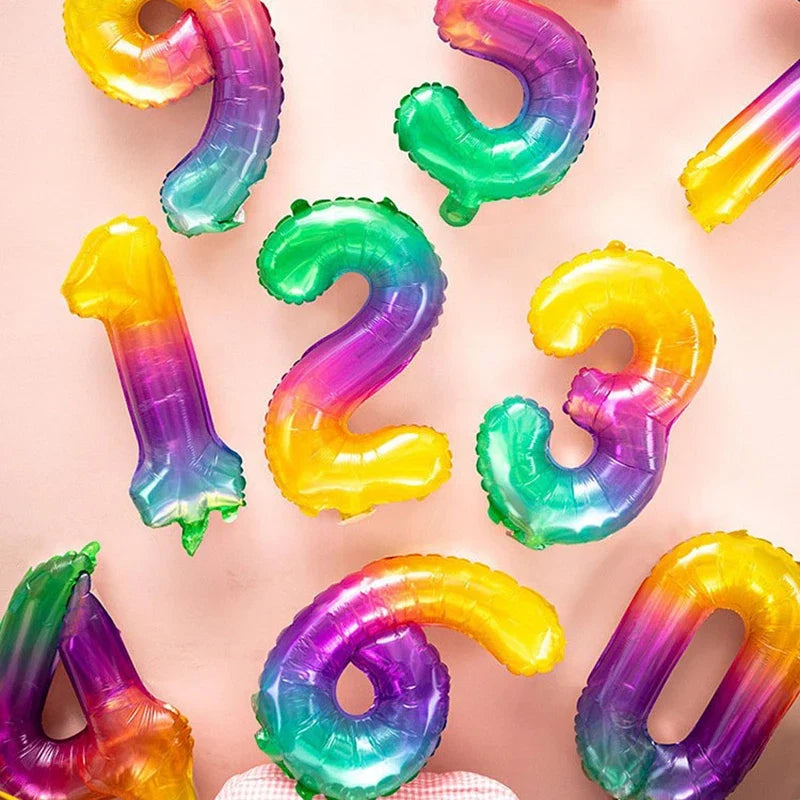 Rainbow Jelly Number Balloon 16 Inch | Birthday Party Decoration