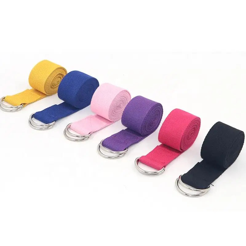 Cotton Yoga Strap | Adjustable D Ring Buckle Belt for Pilates and Dance