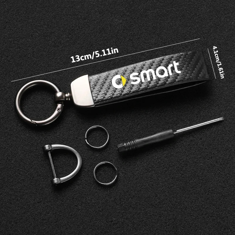Carbon Fiber Style Keychain | Smart EQ Fortwo Key Ring