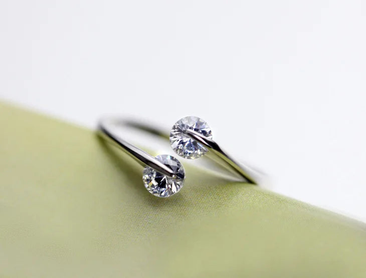 925 Sterling Silver Open Ring | Adjustable Aaa Zirconia Bridal Set
